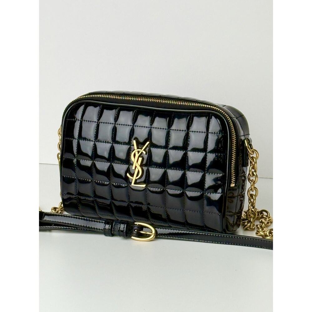 Cassandre Mini YSL Camera Bag in Quilted Patent Leather